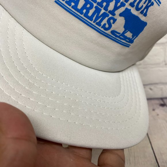 Vintage Farmer Hat Trucker Mesh Cap Snapback White STADNICK Dairy Farms Cow - Picture 7 of 10